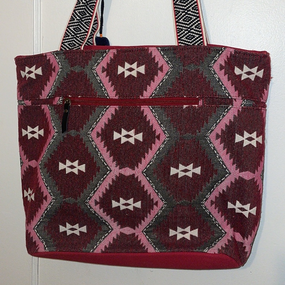 Steven by Steve Madden Aztec beaded large tote with tassel fringe charm - Picture 7 of 14